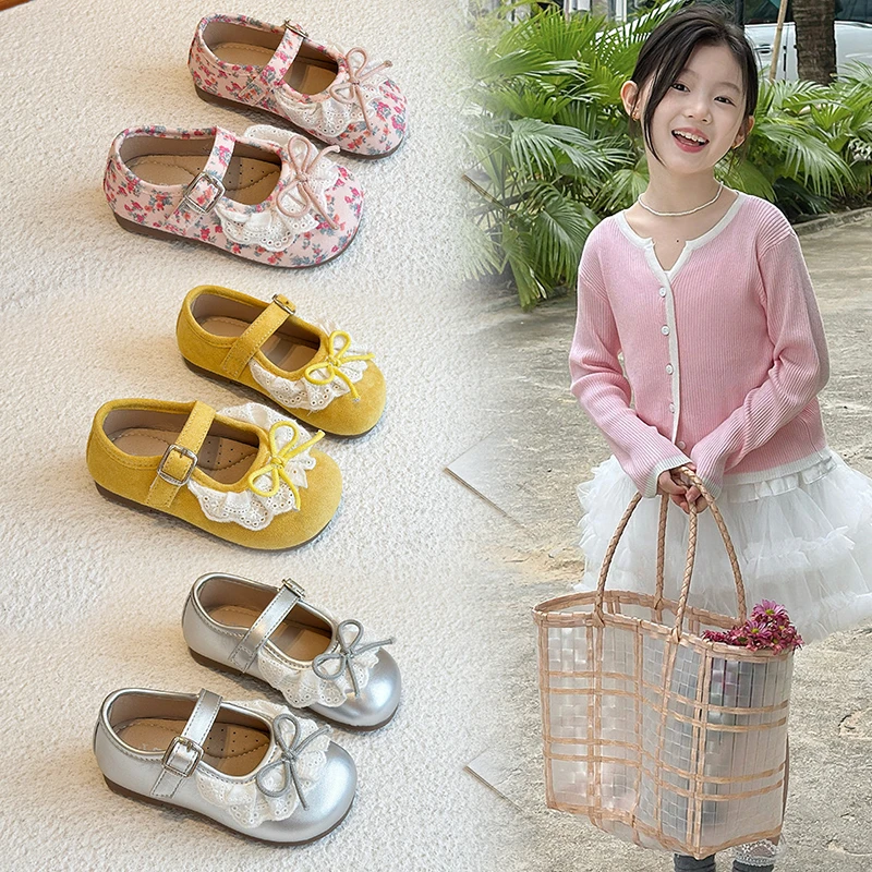 甜美风儿童公主鞋2025春秋新款女童小皮鞋蝴蝶结软底女宝鞋子1088