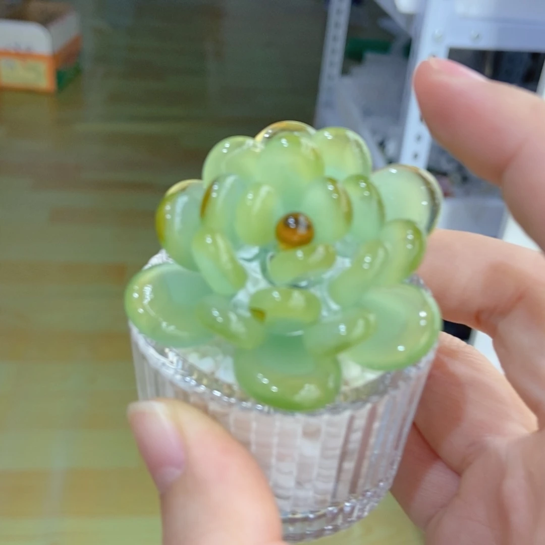 琉璃绿金多肉摆件