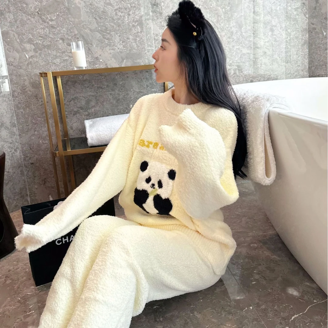 【动物园】冬季长袖半边绒睡衣套装软绵绵保暖家居服女甜美软乎宽松