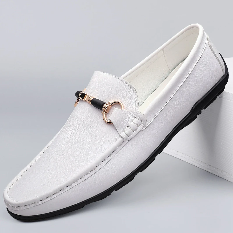 韩版豆豆鞋男真皮新款百搭时尚休闲鞋软皮软底男士一脚蹬懒人皮鞋