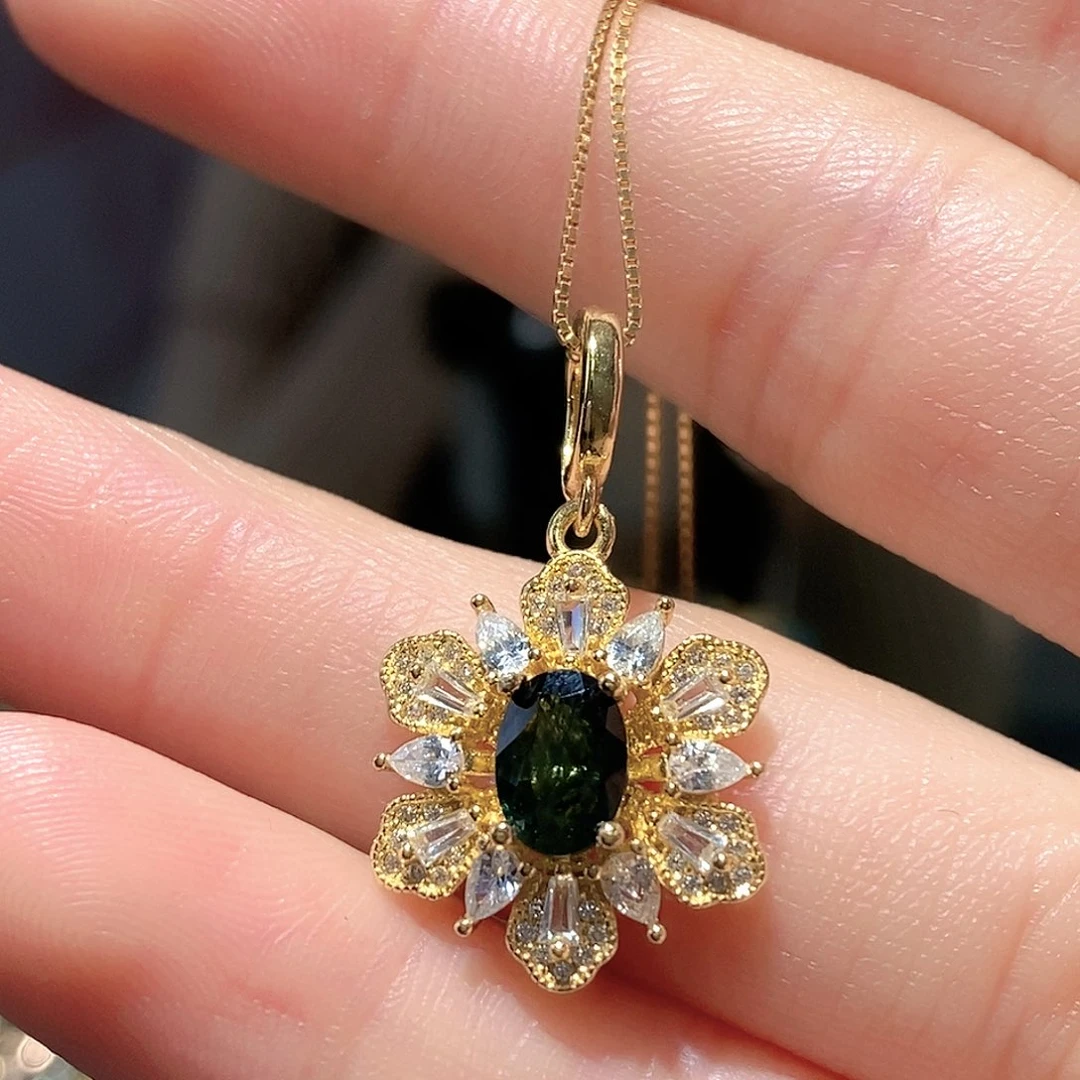 颈饰蓝宝石银S925镶嵌天然蓝宝石