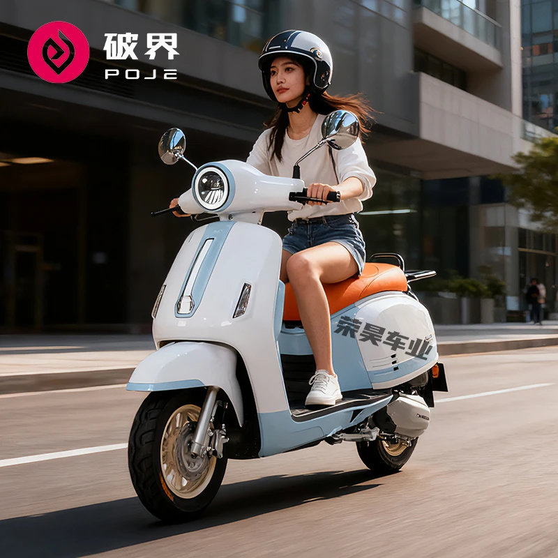 破界小卡拉圆灯版125cc复古两轮踏板摩托车国四电喷可上牌