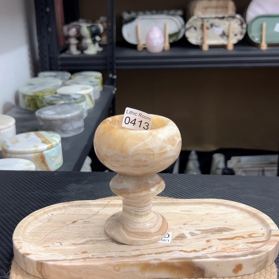 天然大理石0413泡泡烛台有晶洞