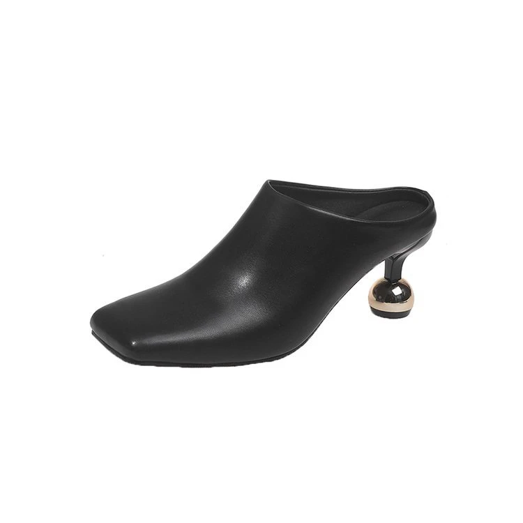 伦哥定制 夏季新款简约大气方头包头半拖鞋A25#