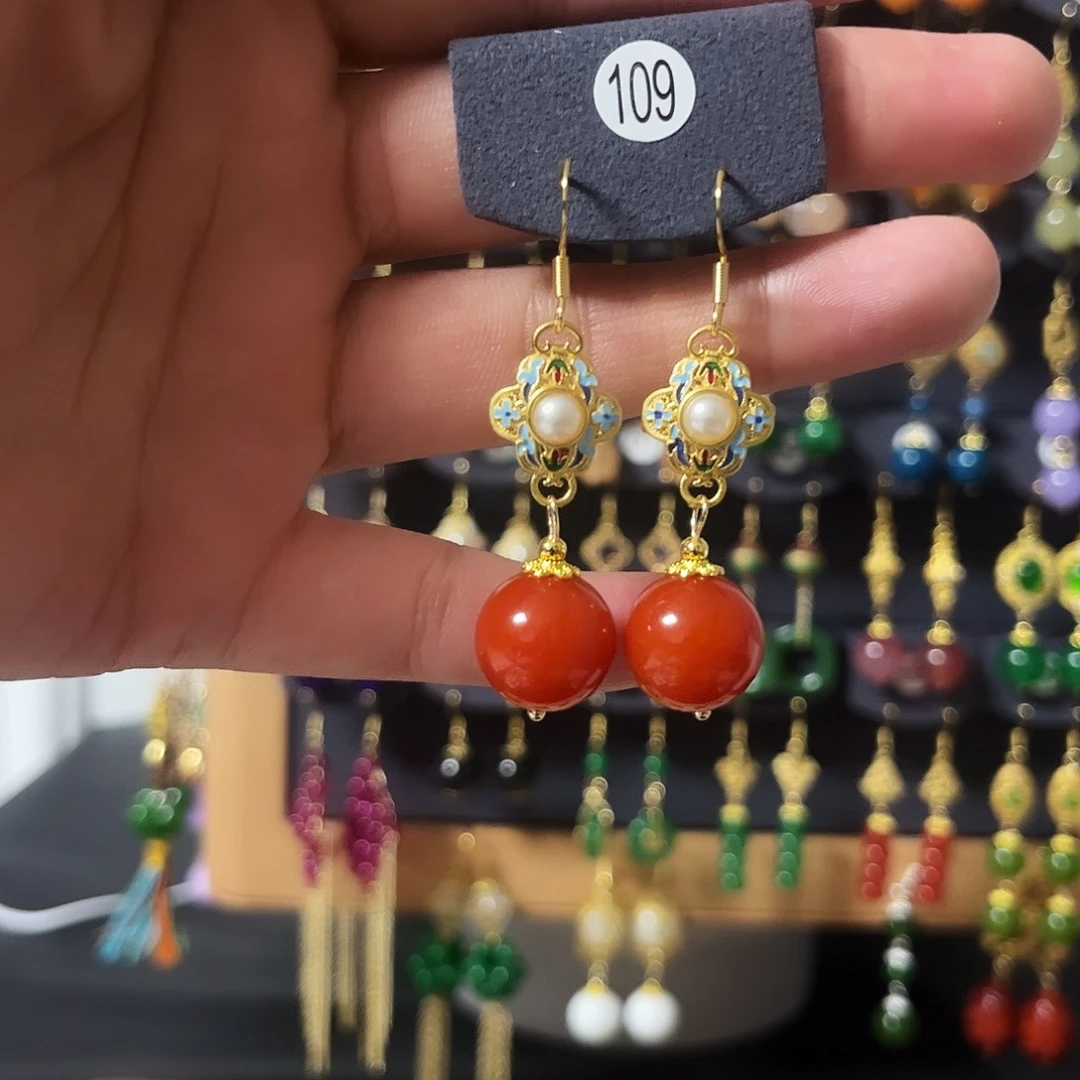 锆石纯铜925银耳饰