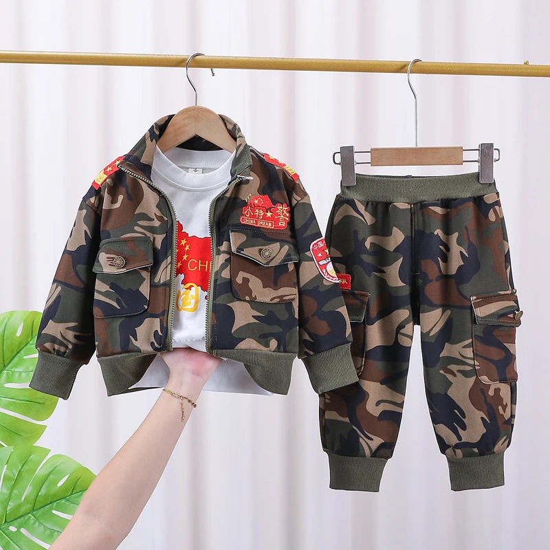 巴拉童年儿童秋装迷彩服套装小童1一2-3-4岁宝宝春秋款特种兵童装