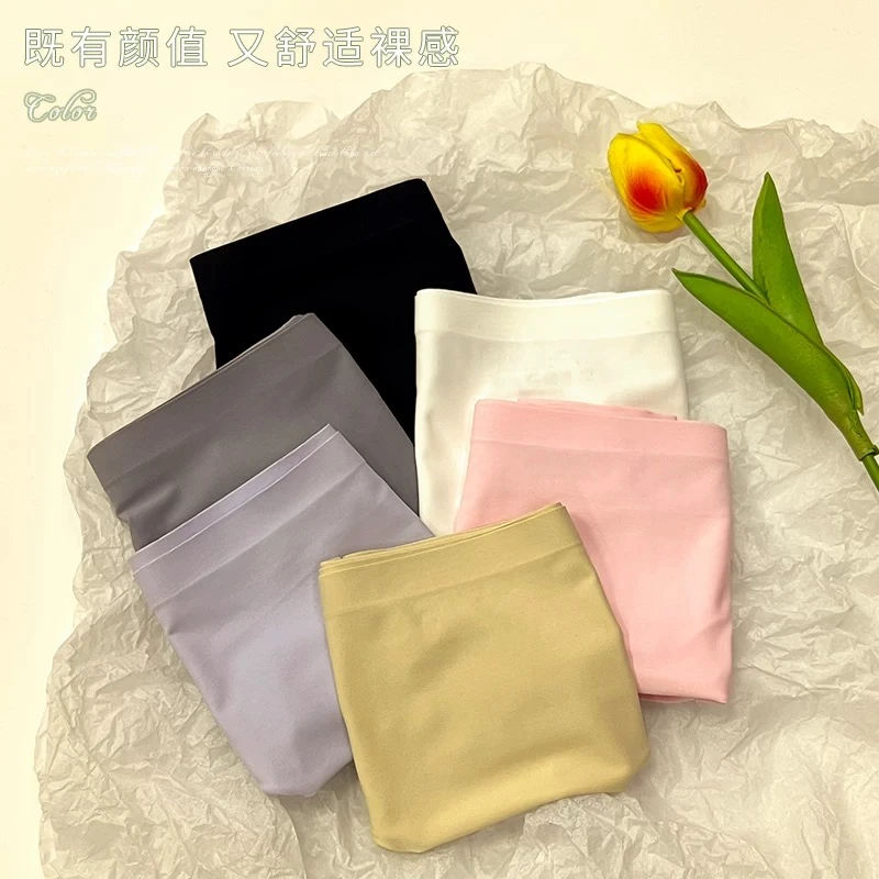 5条装新品一片式冰丝无痕女士内裤 纯色中腰透气夏季女内裤