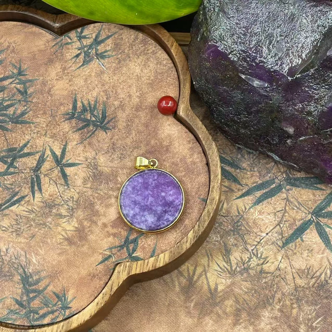 含辰砂工艺品【繁花珠宝甄选】老油紫圆牌吊坠RX541