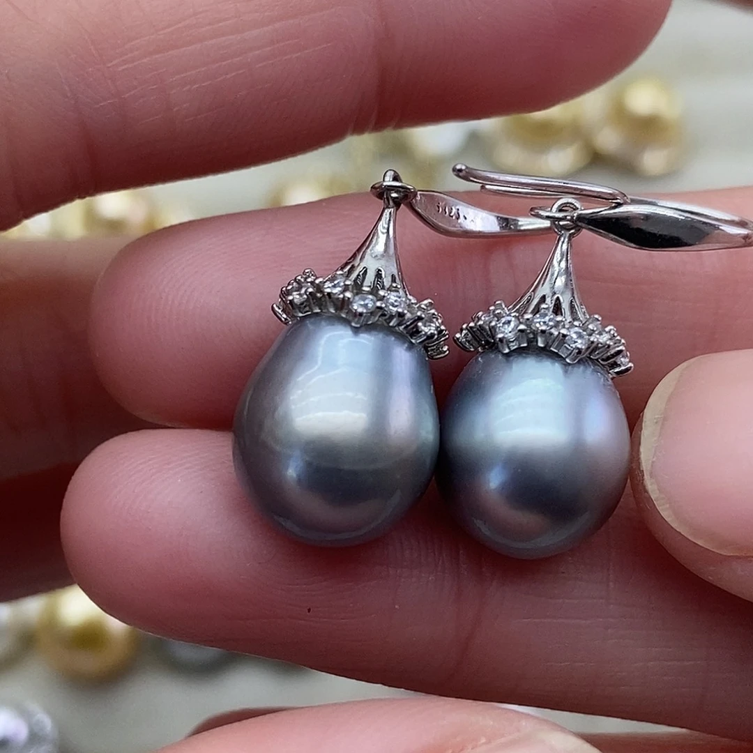 银S925镶嵌耳饰海水珍珠