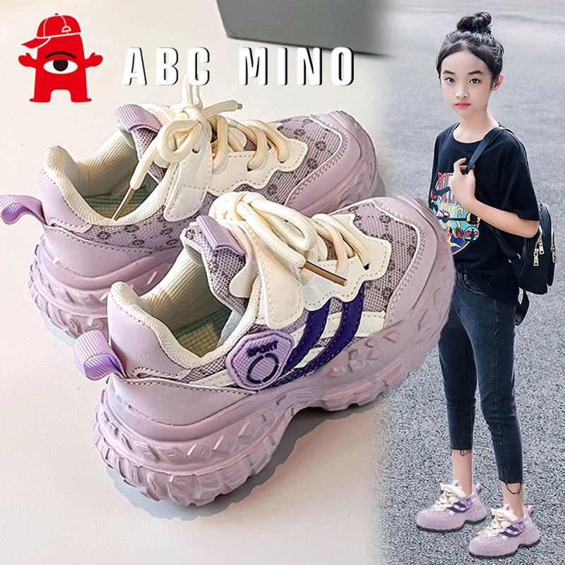 ABC MINO女童运动鞋秋季2025新款儿童小白鞋开学季百搭女孩老爹鞋