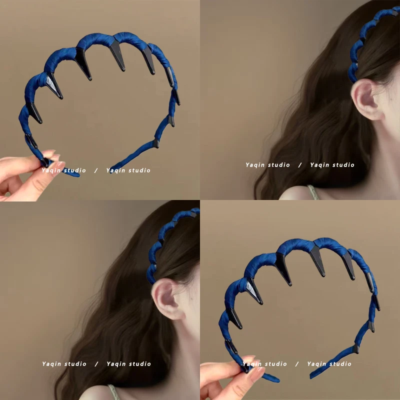 深深蓝色~碎发波浪发箍女款！外出百搭洗脸发卡头箍2025新款带齿