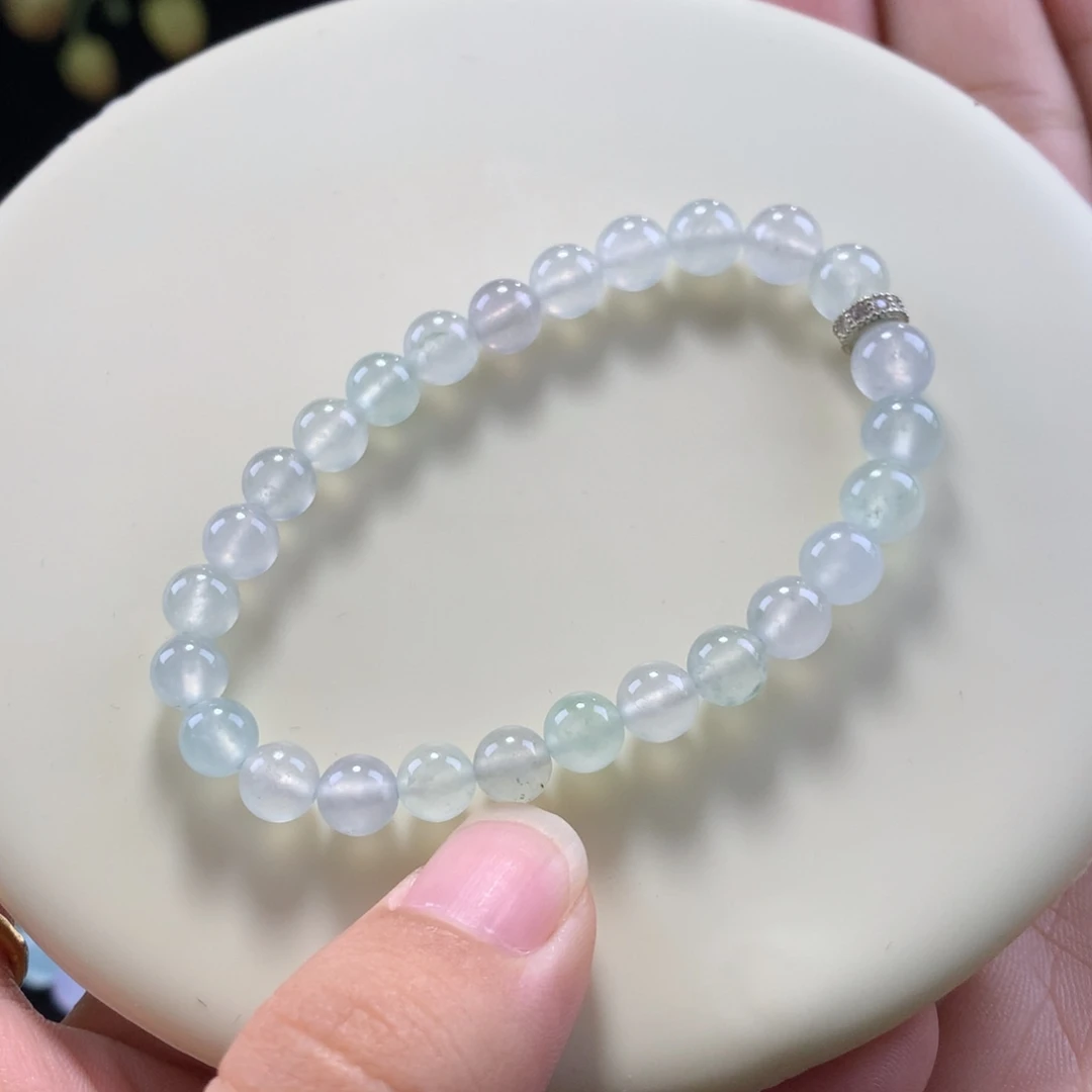 翡翠未镶嵌手串白月光