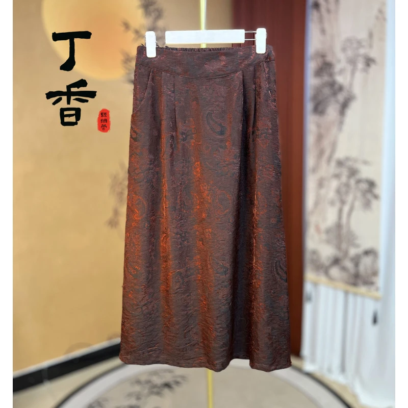 202高端简约优雅大摆裙新款半身显瘦A字时尚波点半身裙