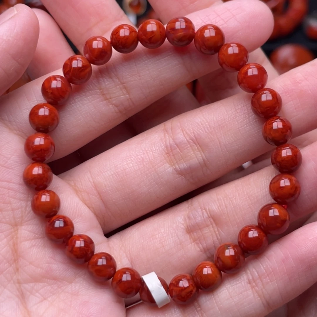 南红玛瑙未镶嵌珠宝奇石单圈7mm