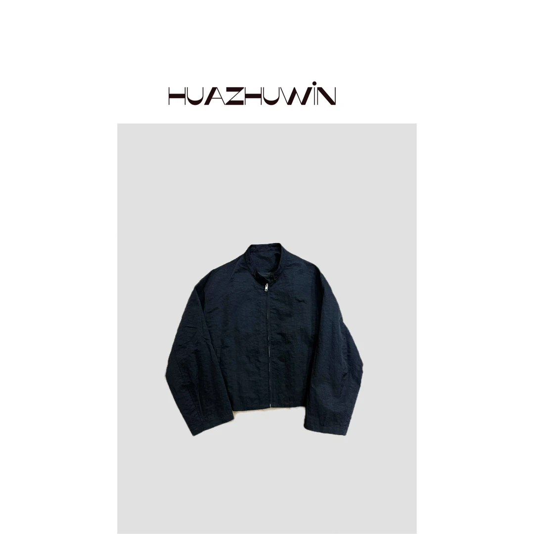 HZ-黑色做旧肌理文休闲机车外套