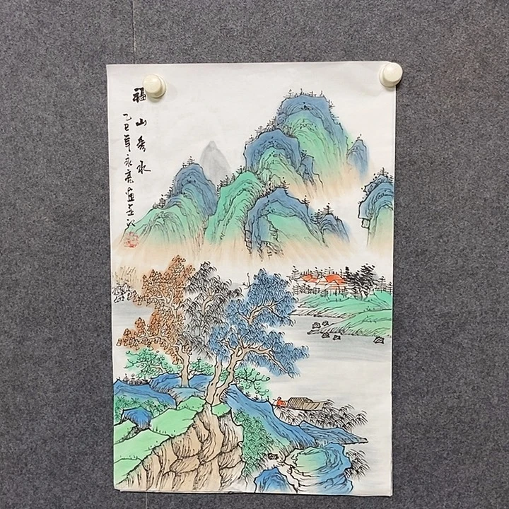 国画四尺三开一副