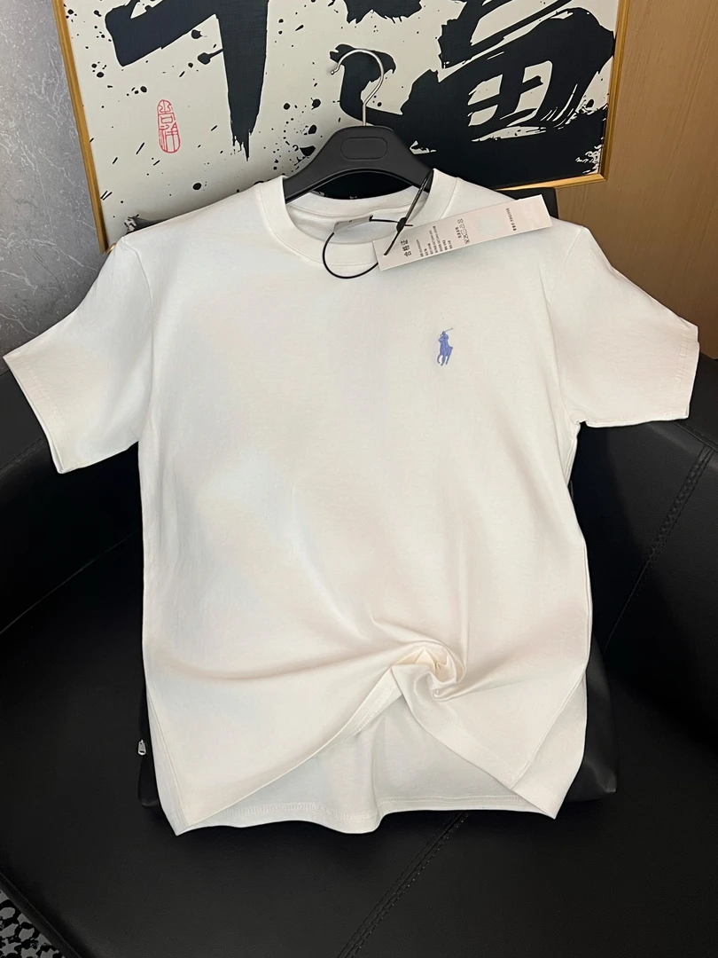 【小安】骑马刺绣圆领短袖男女同款夏季新款重磅纯棉T恤黑V29白V30