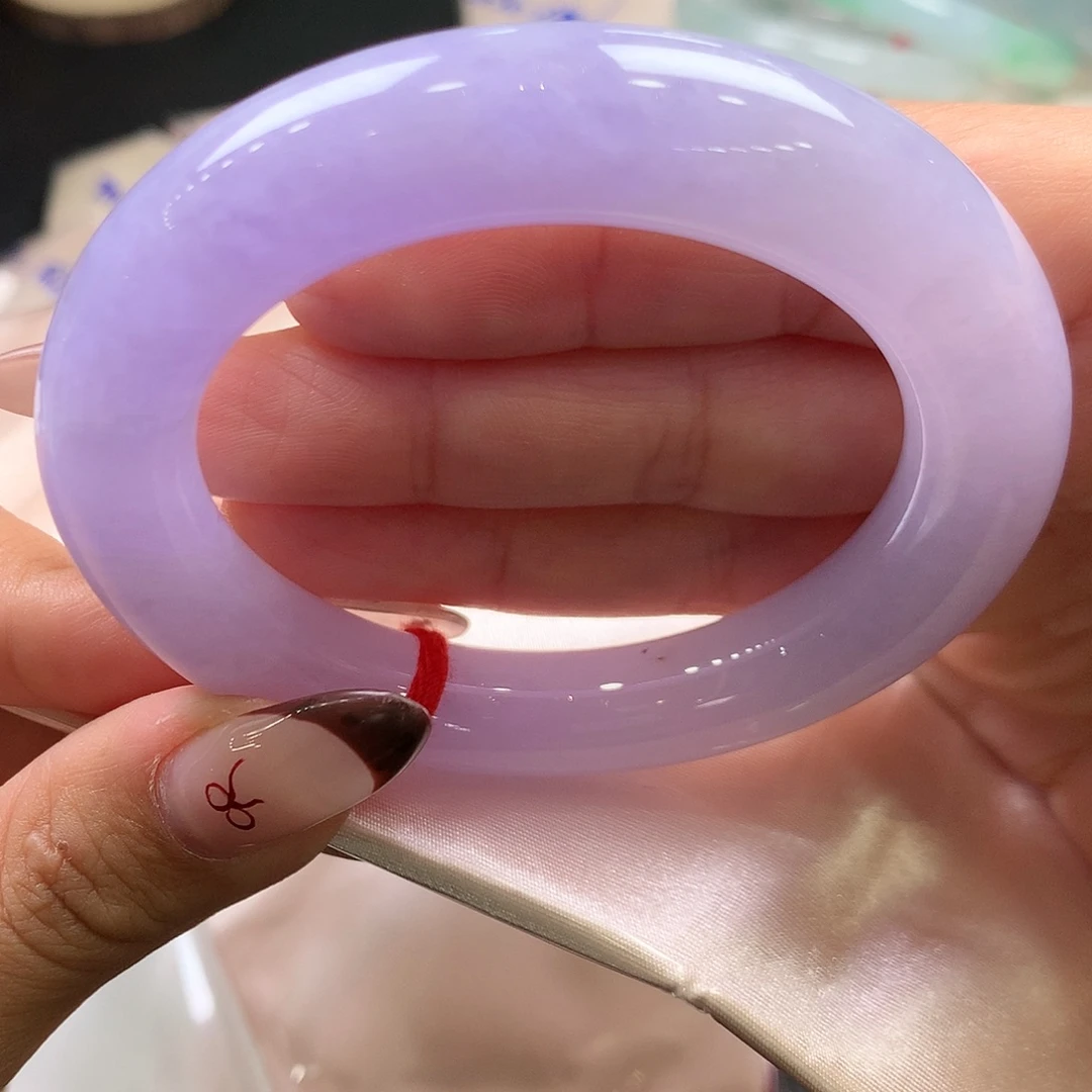 翡翠未镶嵌手镯（圆镯）77号冰圆条冰紫