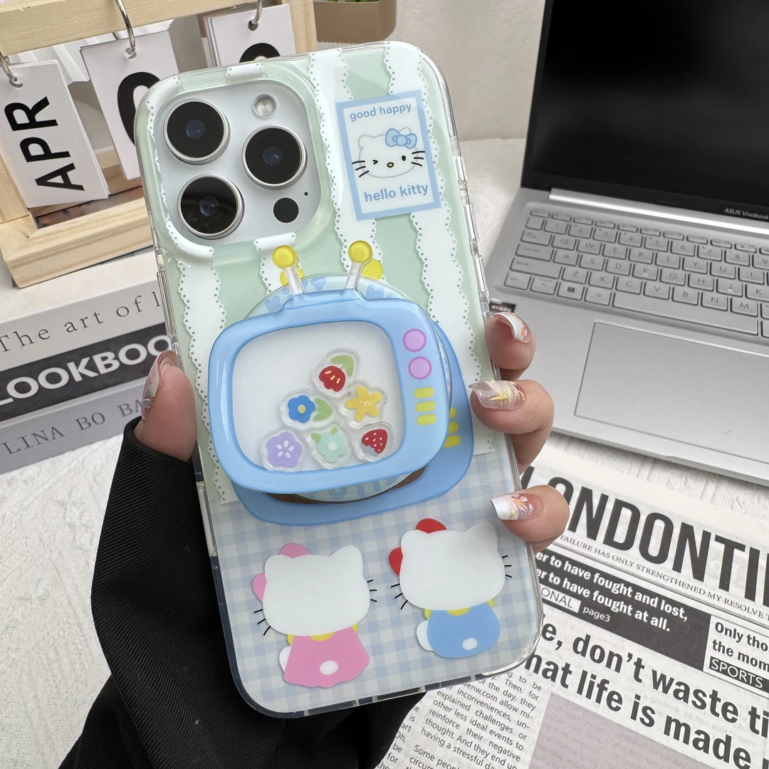 电视机KITTY猫磁吸支架适用苹果16promax手机壳iPhone14女13ins风