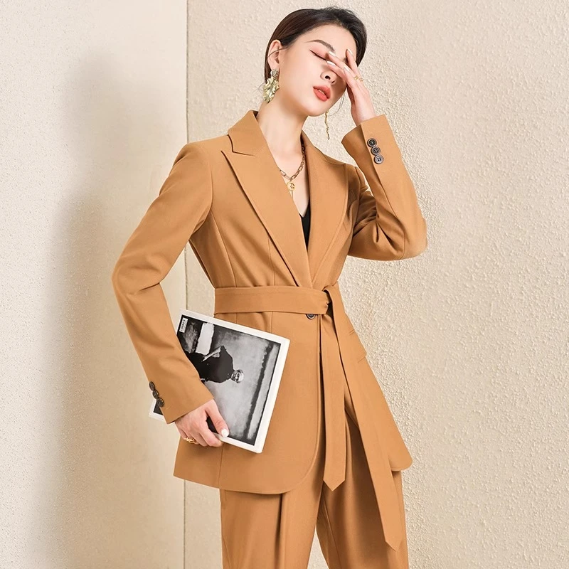 西装外套女2025春新款休闲上衣高级感职业正装设计感棕色AC213