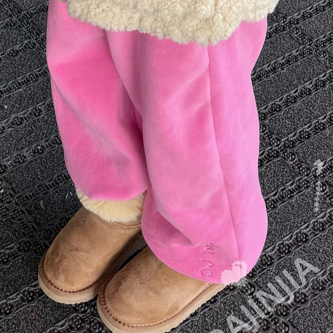 大金定制童装一体绒百搭加厚多巴胺粉色加绒加厚软糯卫裤入园卫裤