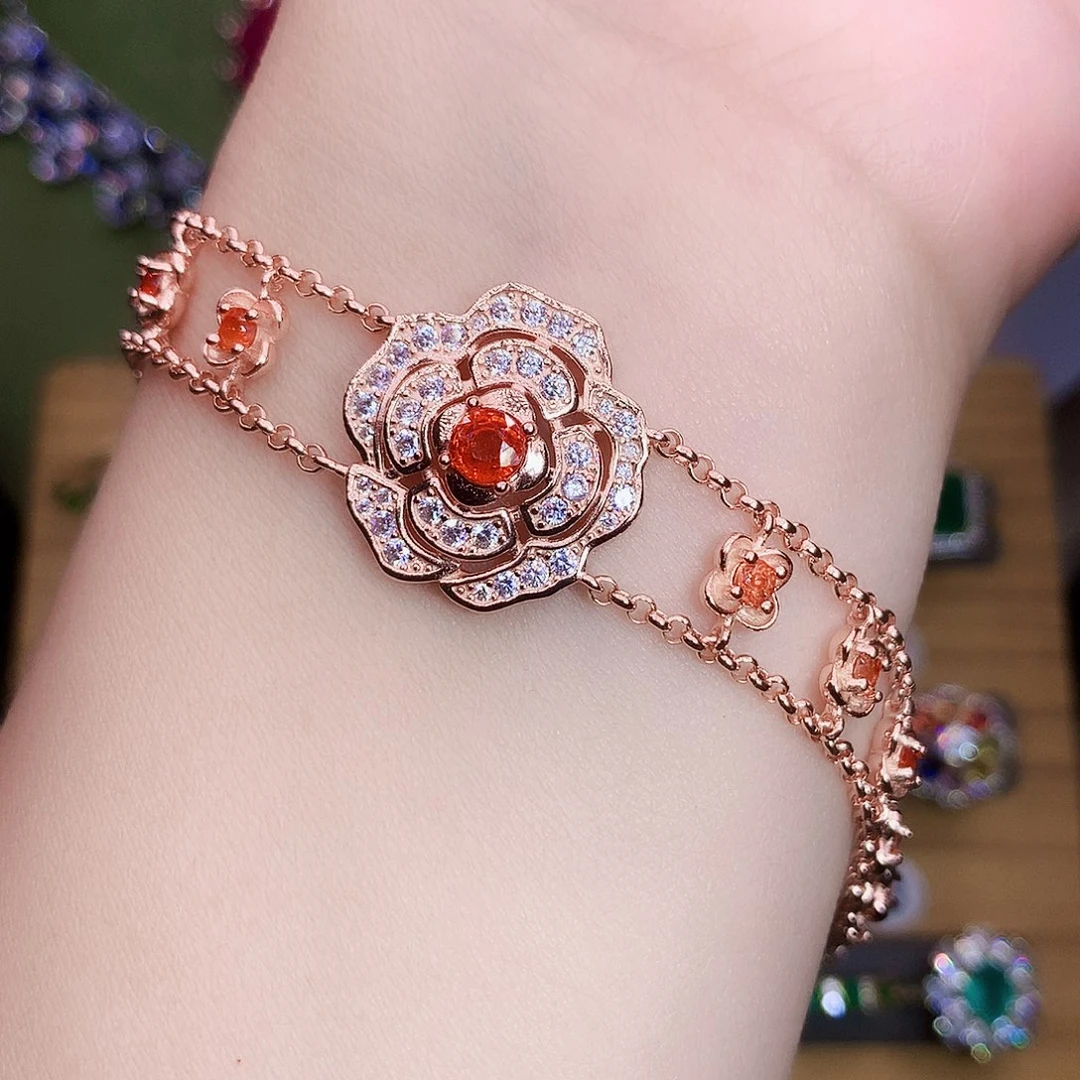 手链银S925镶嵌彩色蓝宝石