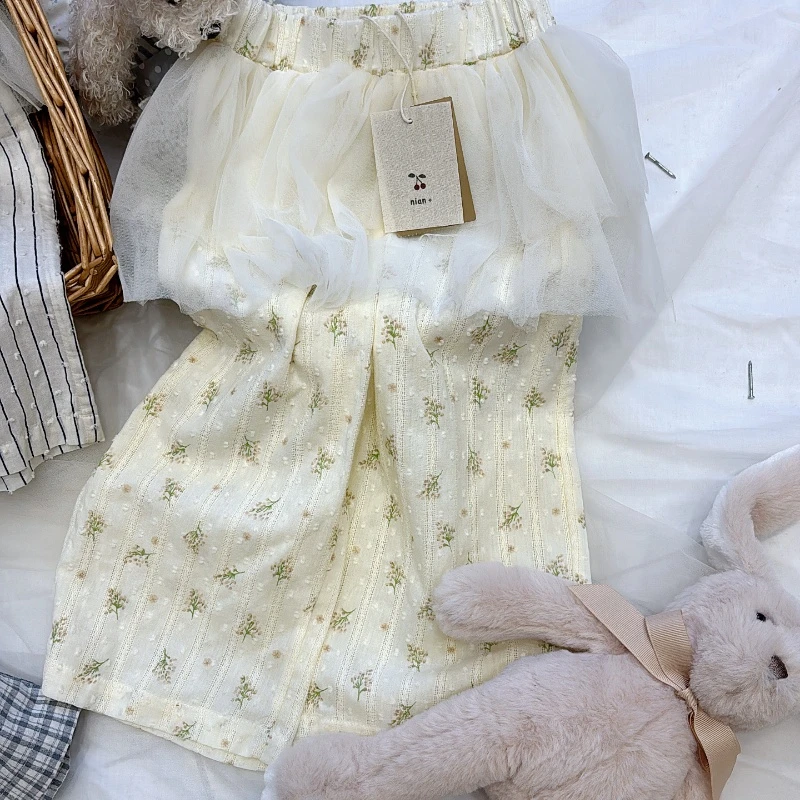 swmmer-念·25夏~拼接网纱碎花防蚊裤F065