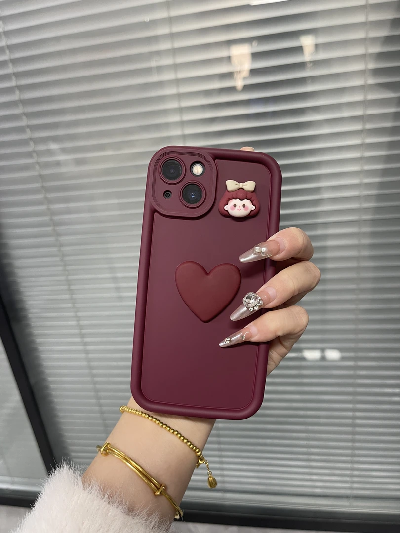 立体爱心公仔手机壳适用于苹果华为小米系列全包围式镜头保护防摔