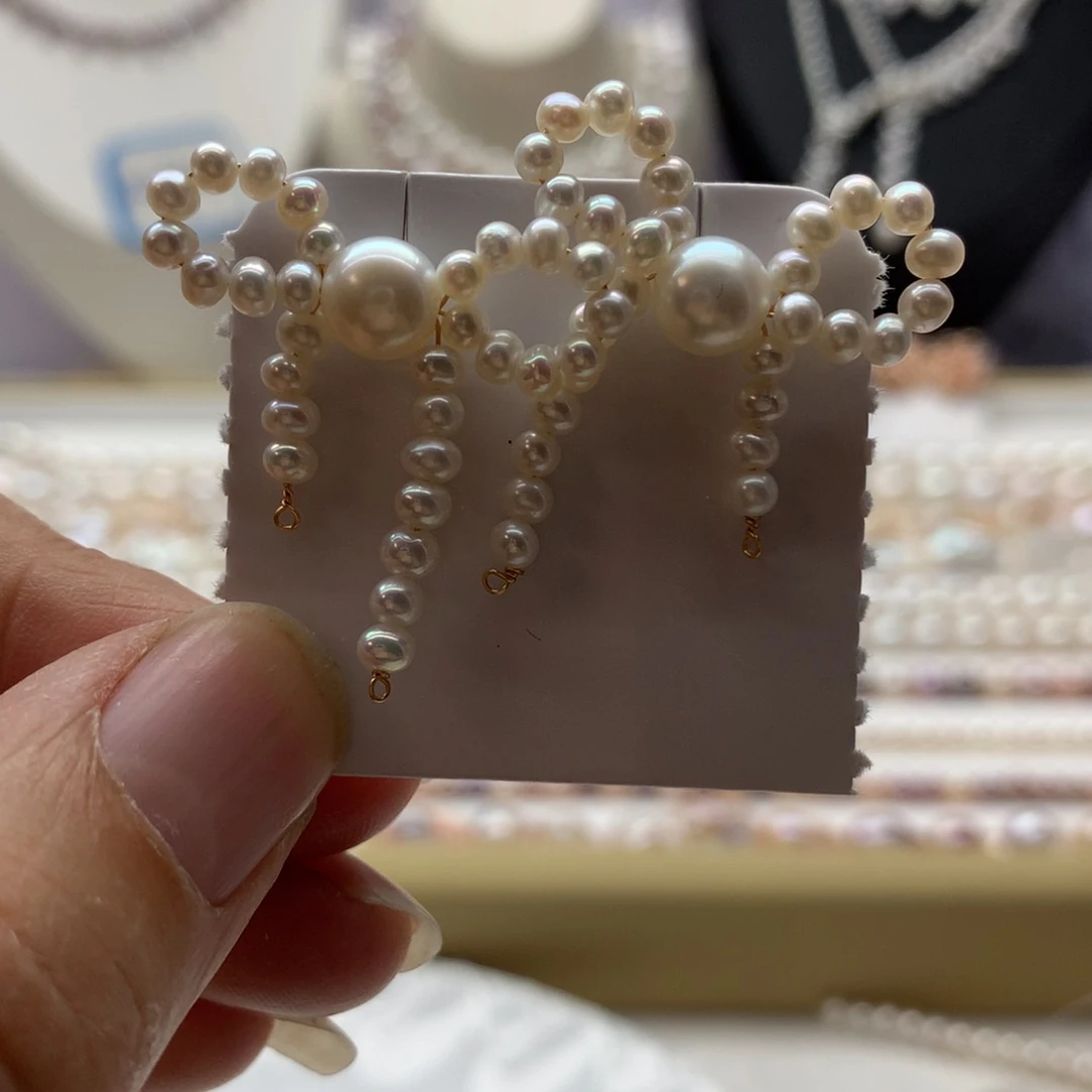 合金淡水珍珠耳饰