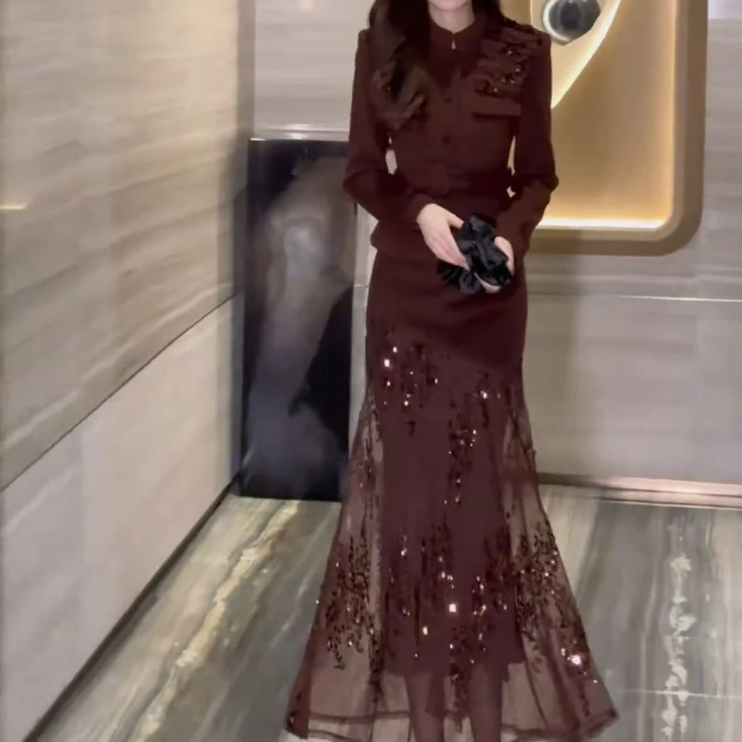 气质时尚套装修身显瘦长袖高贵轻奢女士走秀设计师名媛优雅两件套