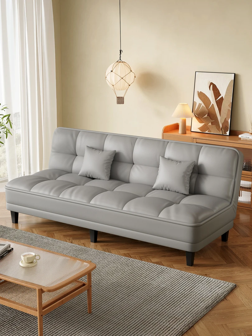 小户型沙发床两用可折叠沙发出租房卧室客厅简易猫抓皮沙发奶油风