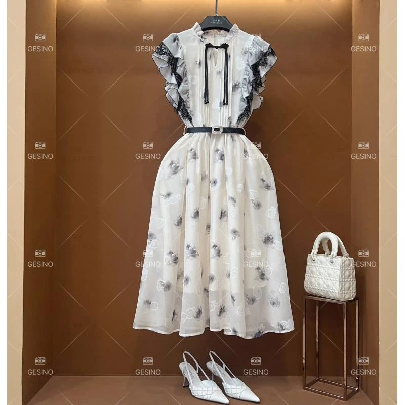 【M】春夏丨设计师轻奢法式印花女士连衣裙 CX-2024532
