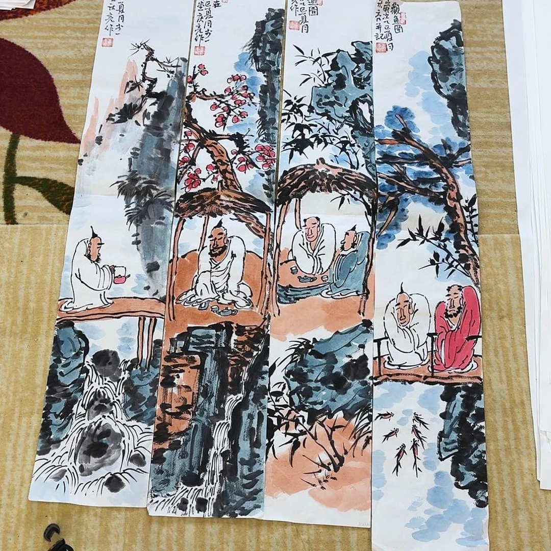 国画100.16四条古典文人画