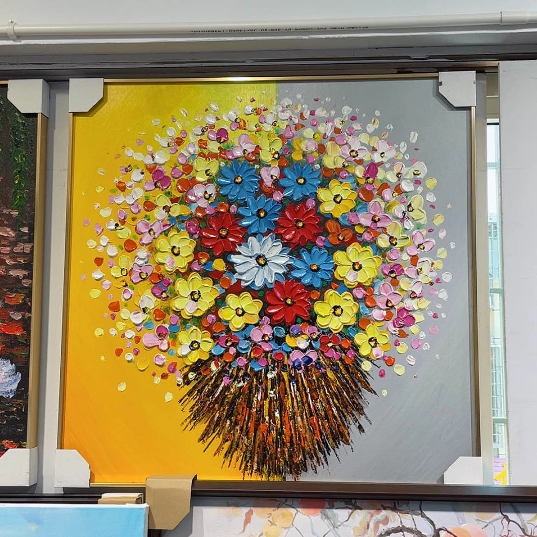 【闪购商品】油画刀画幸福洋溢手绘油画含框80×80