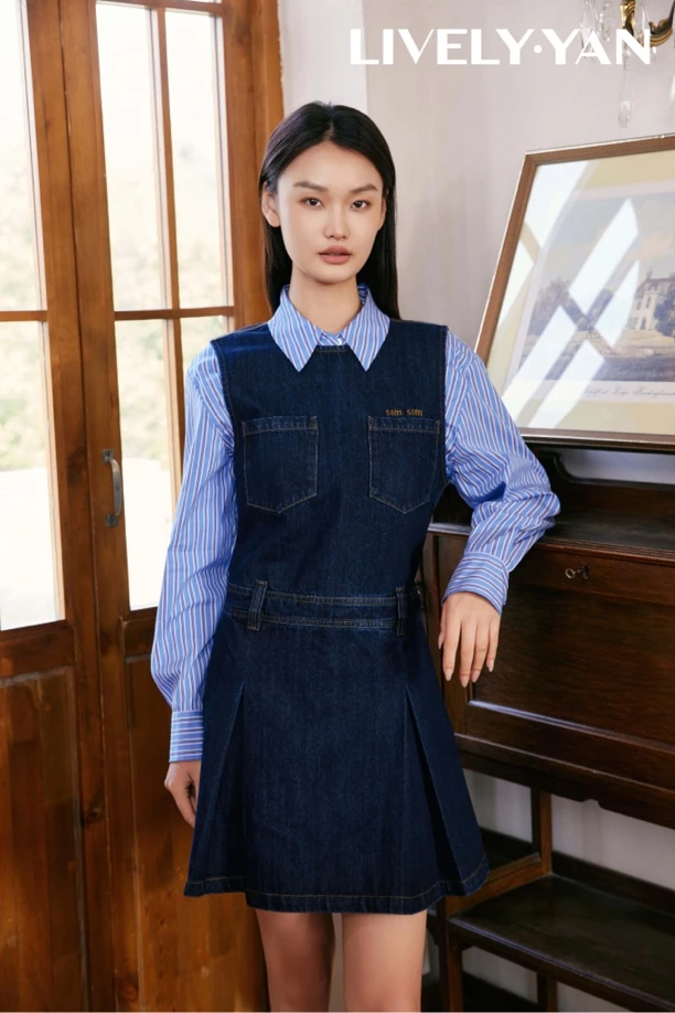 俪妍新款牛仔连衣裙