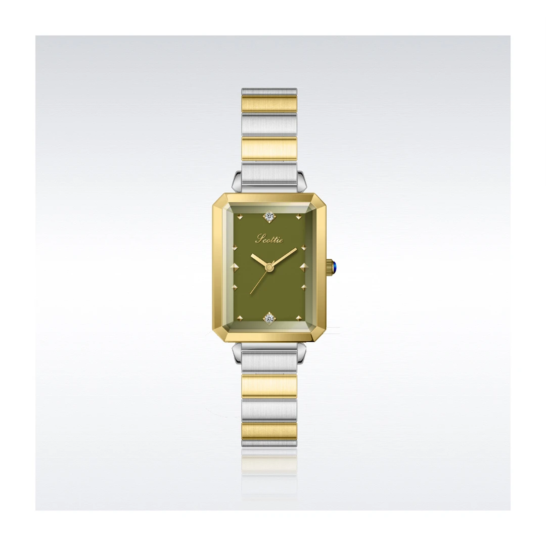 Lump Sugar【方糖】--新款时尚轻奢百搭防水玫瑰方糖小绿表女腕表