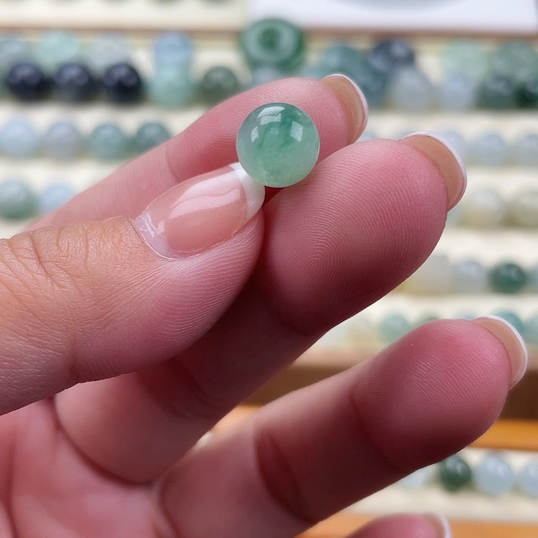 翡翠散珠天然翡翠a货有棉卡8.8