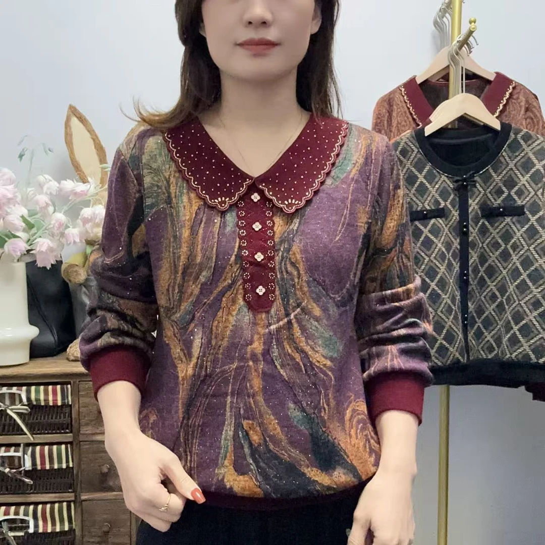 【丽姐家】秋冬加绒加厚妈妈装休闲女装时尚显瘦中老年女装秋季