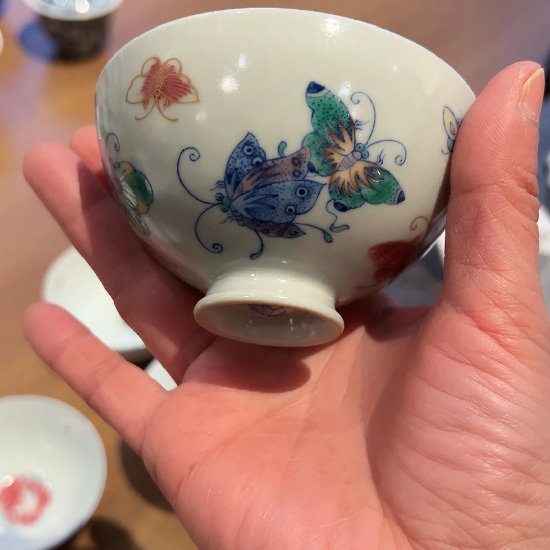 沐月山房原矿釉里红杯杯杯