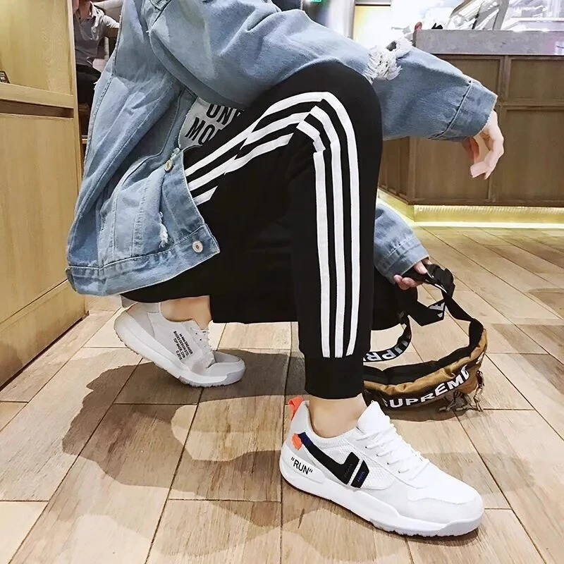 三杠百搭秋冬季运动裤宽松直筒束脚款男女运动休闲裤