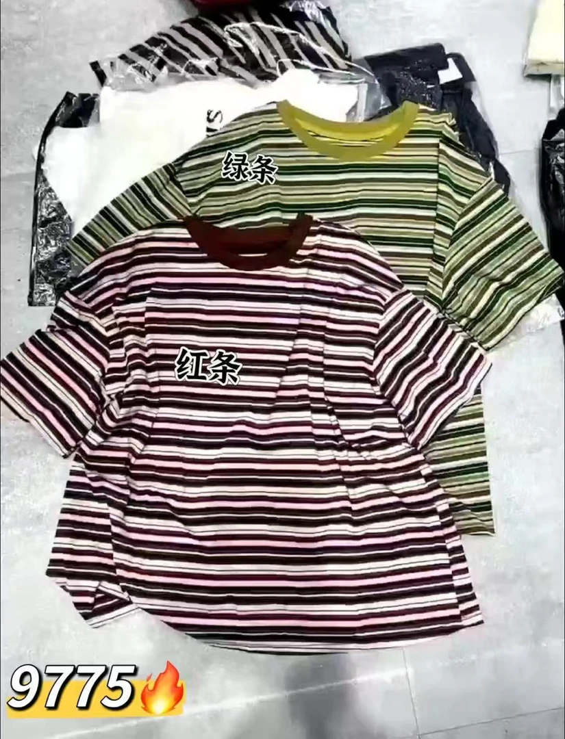 夏季水洗高品质棉制条纹T
