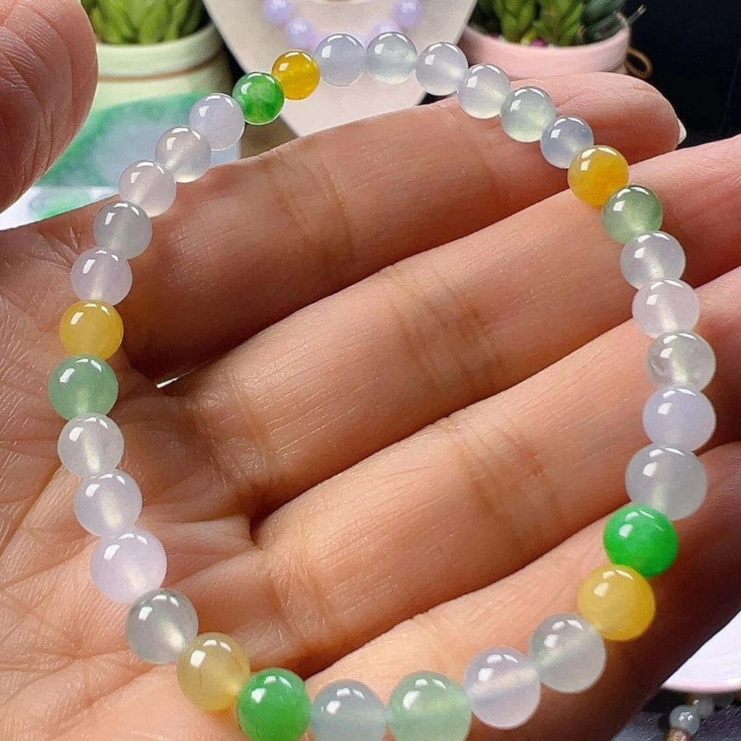 翡翠未镶嵌手链翡翠多宝有种有色手串