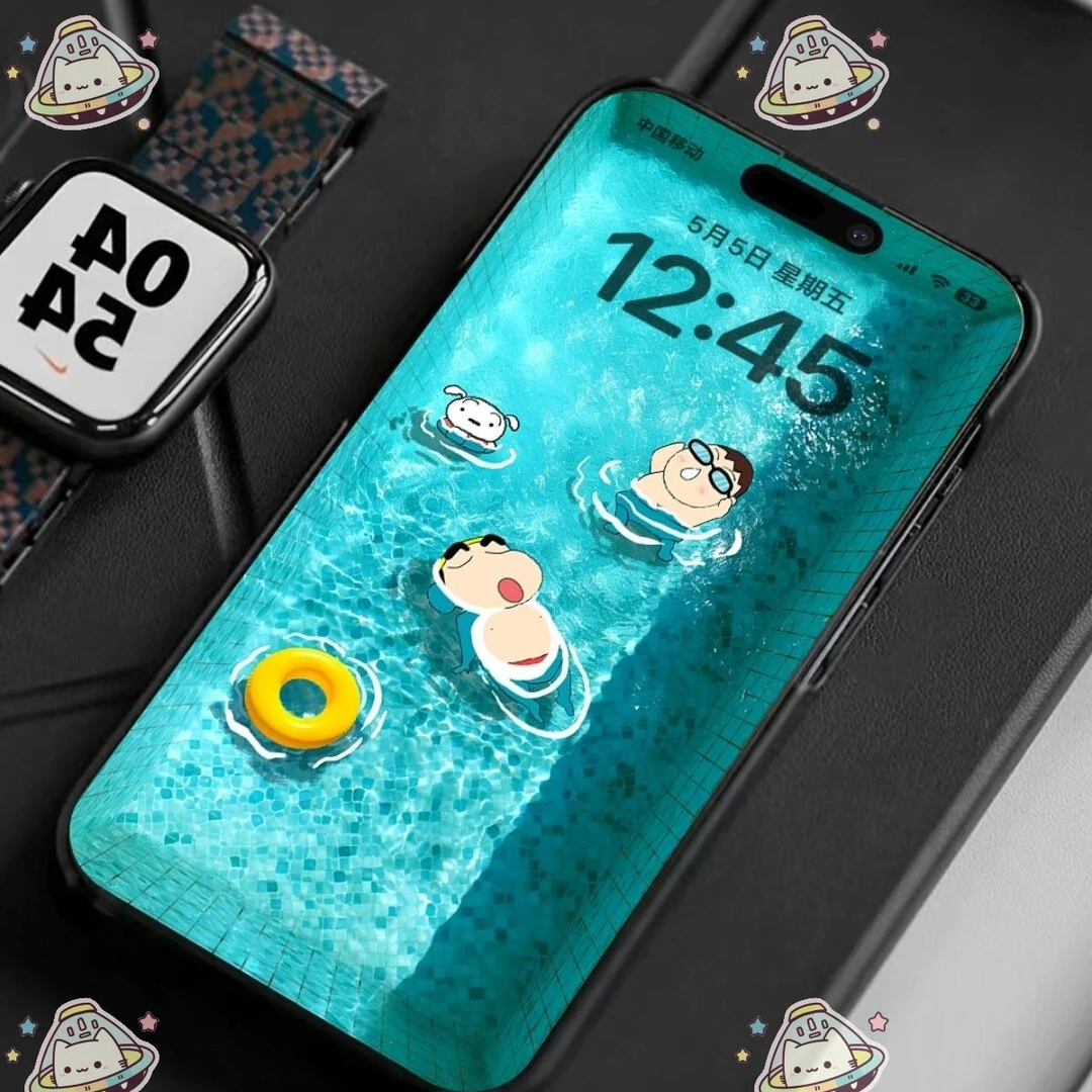 泳池蜡笔小新 苹果可爱手机壁纸iPhone平板Mac电脑ipad4K高清无损