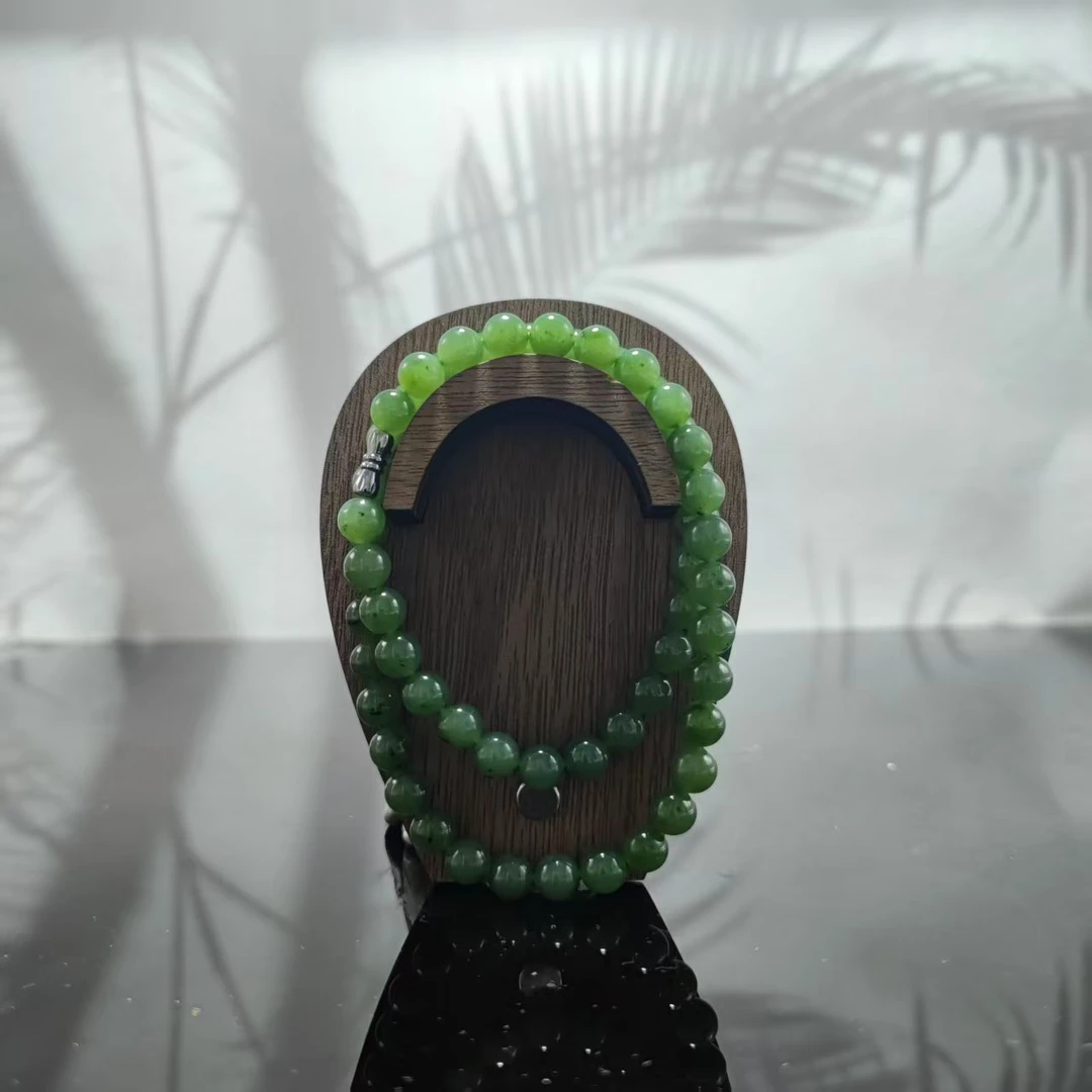 J和田玉碧玉圆珠项链（卡8）2721