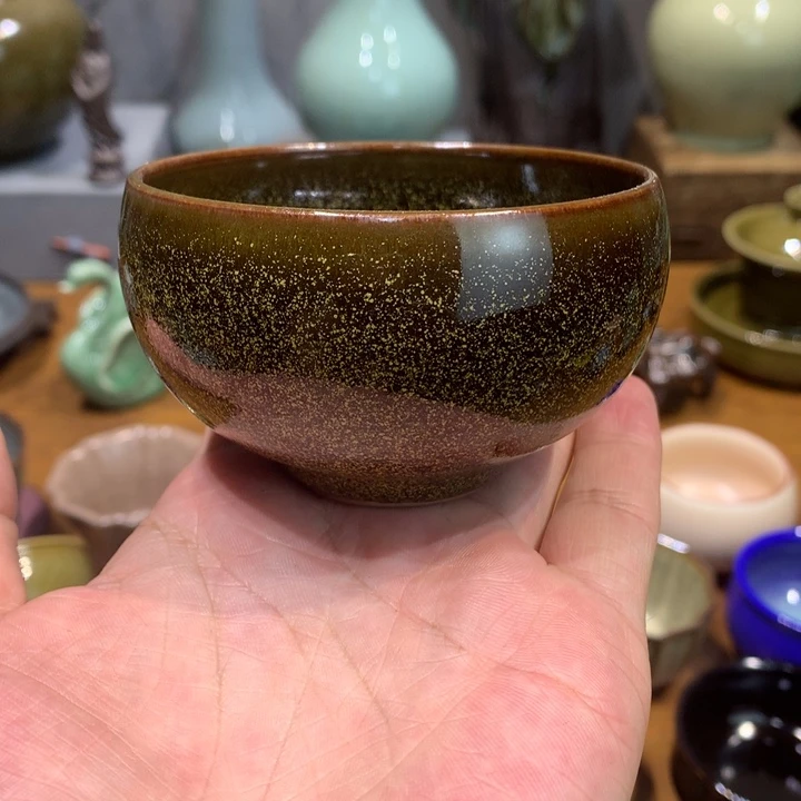 龙泉青瓷茶叶末禅定杯罗汉杯