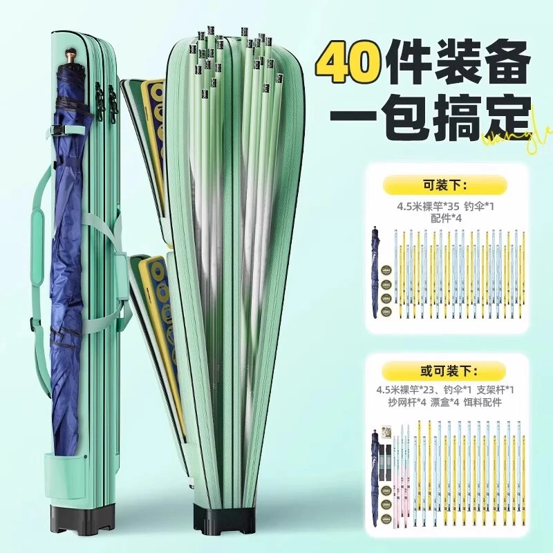 巨鳍王2025新款鱼竿包多功能竿包便携渔具包硬壳钓鱼包鱼竿收纳包