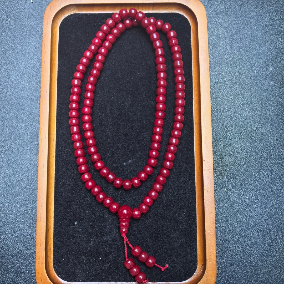 028号精品红色8mm直切108项链