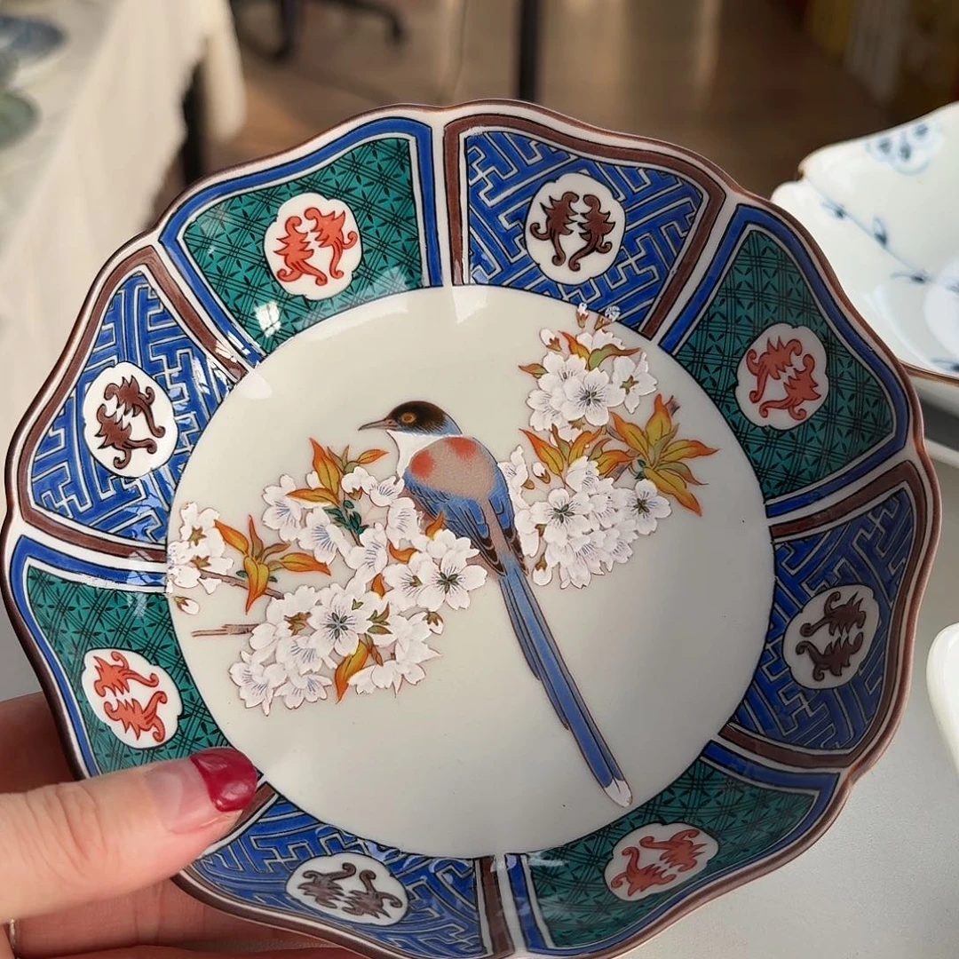 瓷片九谷烧16厘米全手绘钵