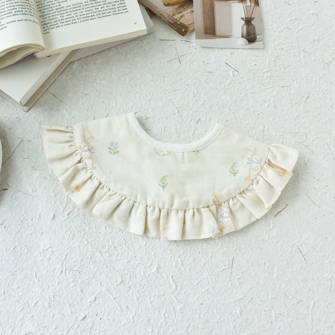 [U567]大披肩波点小兔子大披肩波点小兔子防水口水巾围兜新生儿防