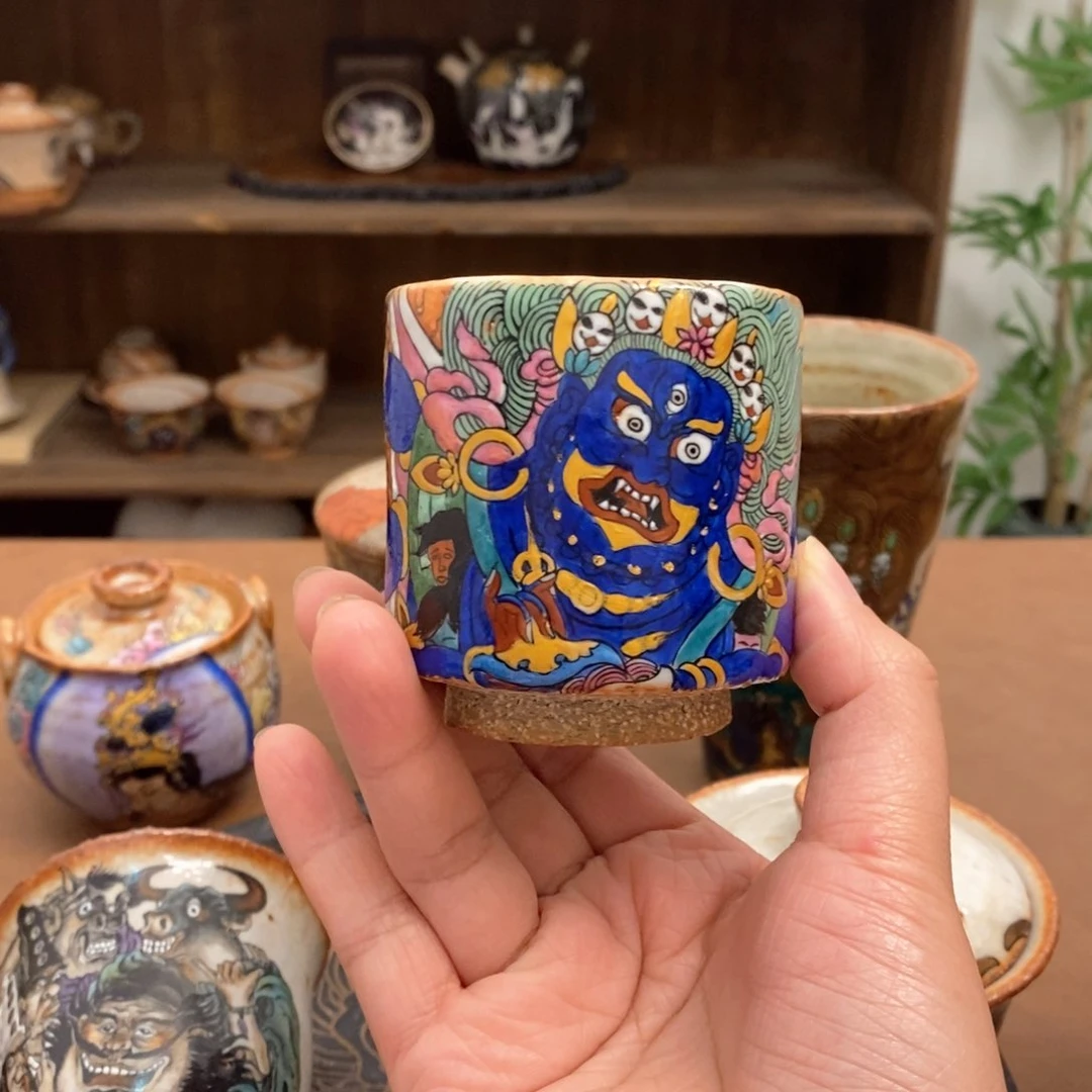 娅****?手工手绘大黑天茶杯